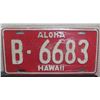 Image 1 : Hawaii Red Aloha License Plate B-6683, 13"x6.5"