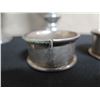 Image 6 : Qty 2 Metal Stemmed Beverage Ware 7"H Marked USA & 4 Napkin Rings