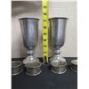 Image 9 : Qty 2 Metal Stemmed Beverage Ware 7"H Marked USA & 4 Napkin Rings