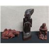 Image 1 : Qty 3 Wooden Statues: Seated Man Reading, Woman & Men on an Ox
