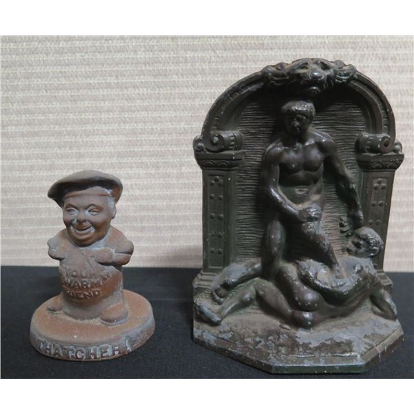 Qty 2 Statues: Warrior Marked GEO.C.K.CO & Thatcher Your Warm Friend