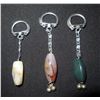 Image 1 : Qty 3 Key Chains w/ Polished Stones Approx. 4"L