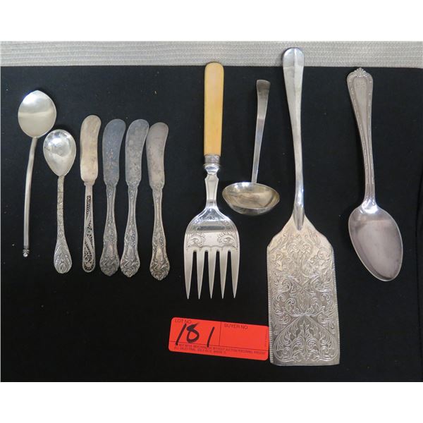 Qty 10 Pcs Flatware & Utensils: International Silver, RFM, etc (Some Sterling)