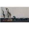 Image 1 : Qty 2 Crane Statues on Square Base & 4 Section Sea Monster Figurine
