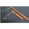 Image 1 : Qty 2 Wooden Night Sticks w/ Rope 12" & 22"