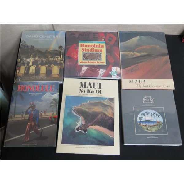 Qty 6 Hawaii Books: Oahu Cemetery, Honolulu Stadium, Maui, Lahaina, Honolulu, etc