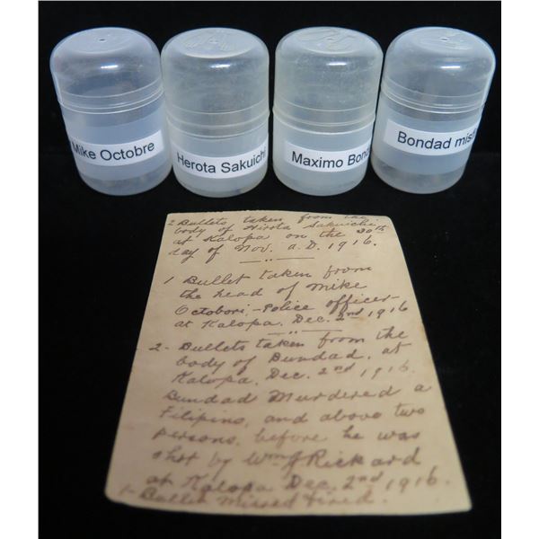 Bullet Fragments w/ Documented Handwritten History 1916