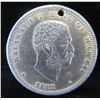 Image 1 : Kalakaua I King of Hawaii 1883 Hapaha 1/4D 25 Cents w/ Hole "Ua  Mau Ke Ea O Ka Aina I Ka Pono"
