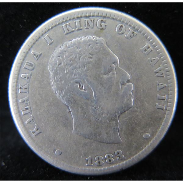 Kalakaua I King of Hawaii 1883 Hapaha 1/4D 25 Cents "Ua  Mau Ke Ea O Ka Aina I Ka Pono"