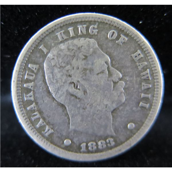 Kalakaua I King of Hawaii 1883 One Dime "Ua  Mau Ke Ea O Ka Aina I Ka Pono"