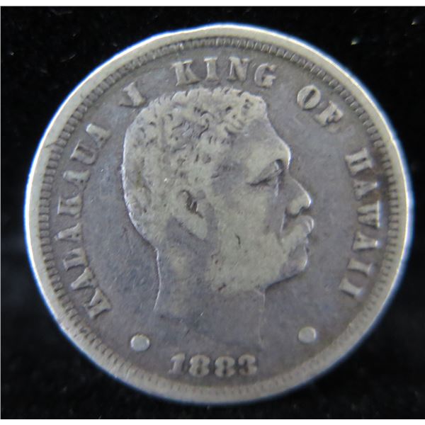 Kalakaua I King of Hawaii 1883 One Dime "Ua  Mau Ke Ea O Ka Aina I Ka Pono"