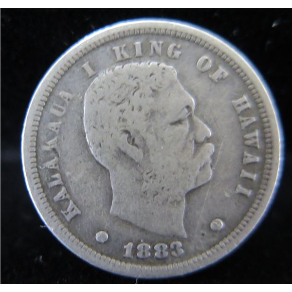 Kalakaua I King of Hawaii 1883 One Dime "Ua  Mau Ke Ea O Ka Aina I Ka Pono"