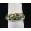 Image 1 : Gold 14k Woven Design Ring w/ Green Stones Size 5.5, Wt 6.94 grams