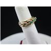 Image 2 : Gold 14k Woven Design Ring w/ Green Stones Size 5.5, Wt 6.94 grams