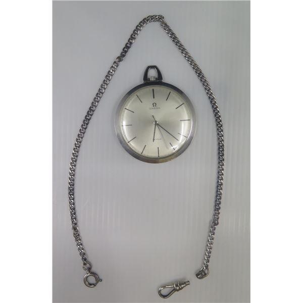 Omega DeVille Pocket Watch w/ Chain (Clasp Broken)