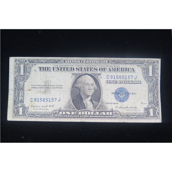 Series 1935 G One Dollar Silver Certificate Without In God We Trust