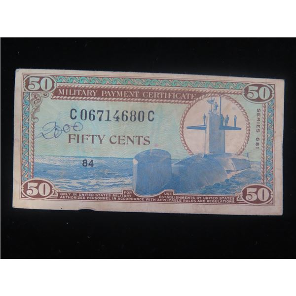 Series 681 Military Payment Certificate Fifty Cents