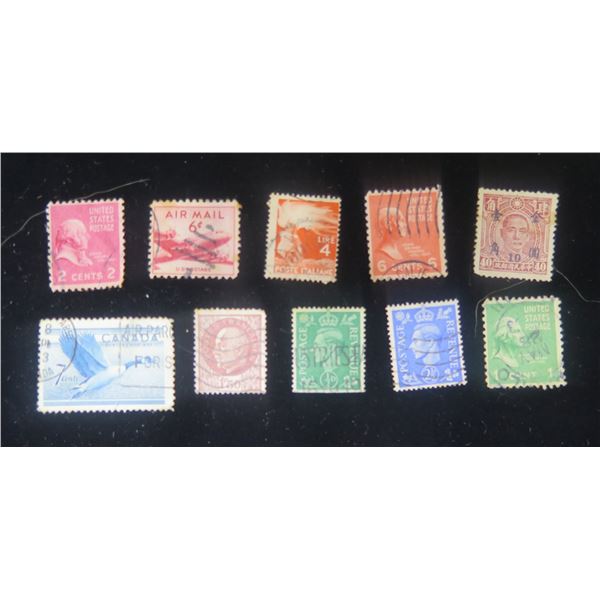 Qty 10 Collectible Stamps: Poste Italiane, Francaise, Canada, US Postage Misc Value, etc