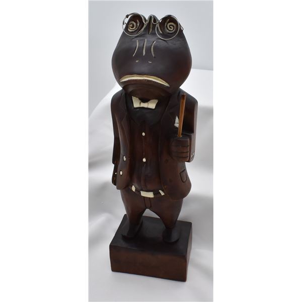 Carved Hardwood Folk Art Frog Statue DW 196