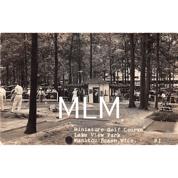 Miniature Golf Course Lake View Park Manitou Beach, Michigan Photo Postcard