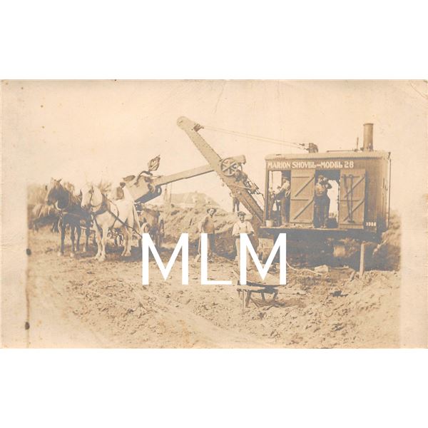 Marion Shovel Model 28 Working Machinery Crew Photo Postcard