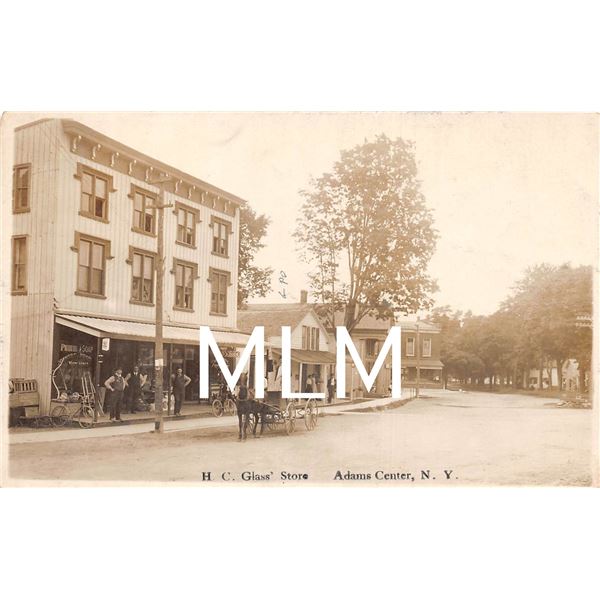 H.C. Glass Store Front Adams Center, New York Photo Postcard