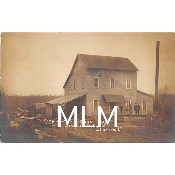Simpson Roller Mills, Simpson Illinois Real Photo Postcard