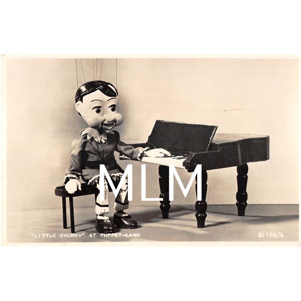 "Little Chunky" at Puppet-Land Playing Piano Photo Postcard