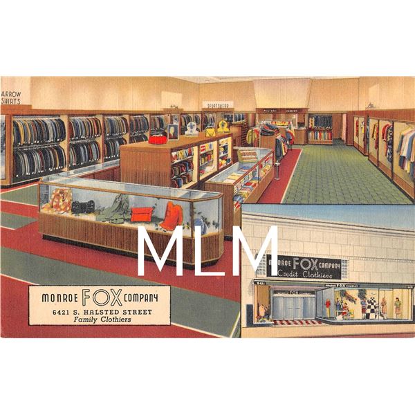 Monroe Fox Company Clothing Department Store Chicago Linen Postcard