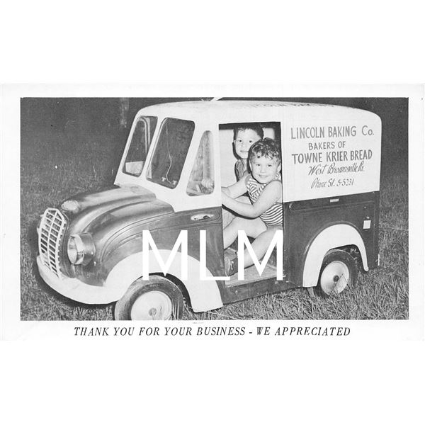 Lincoln Baking Co. Childs Car Advertising West Brownsville, Pennsylvania Postcard