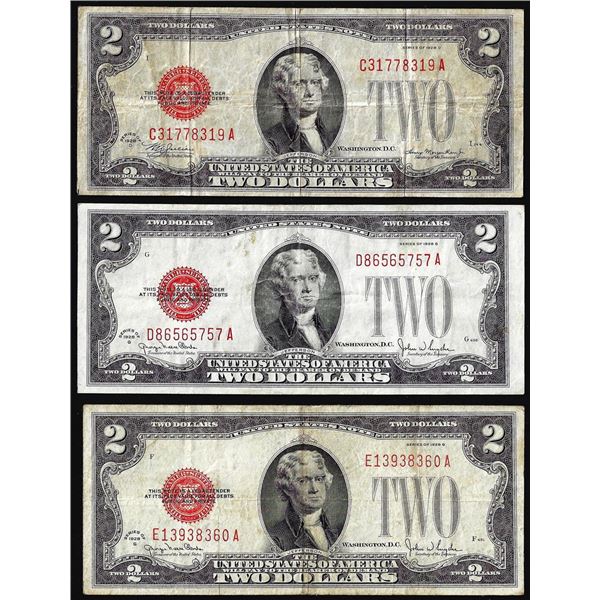 Lot of (3) 1928 $2 Legal Tender Notes