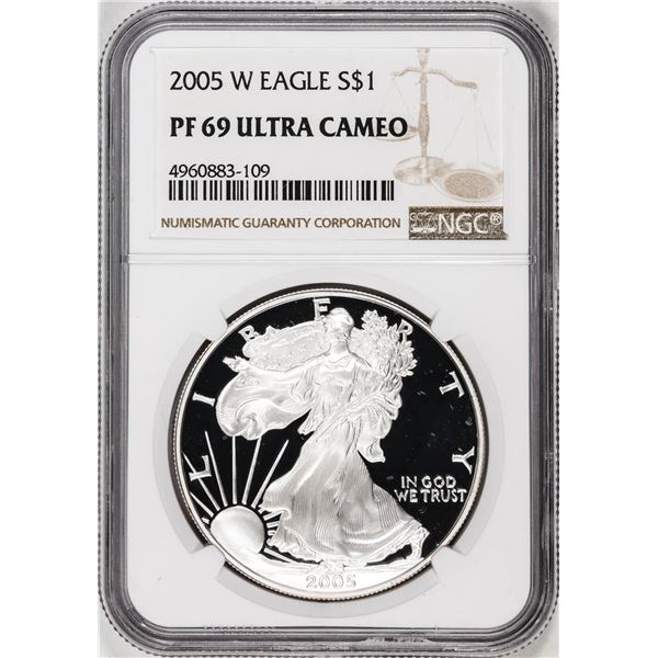 2005-W $1 Proof American Silver Eagle Coin NGC PF69 Ultra Cameo