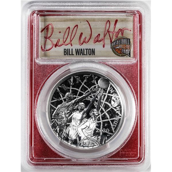 2020-P $1 Basketball HOF Silver Dollar Coin PCGS PR70DCAM Bill Walton Signature FDOI