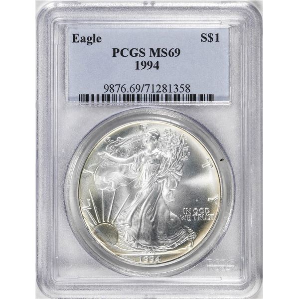 1994 $1 American Silver Eagle Coin PCGS MS69