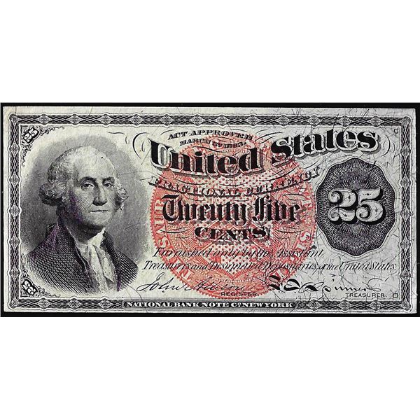 March 3, 1863 Fourth Issue Twenty-Five Fractional Currency Note Pinholes