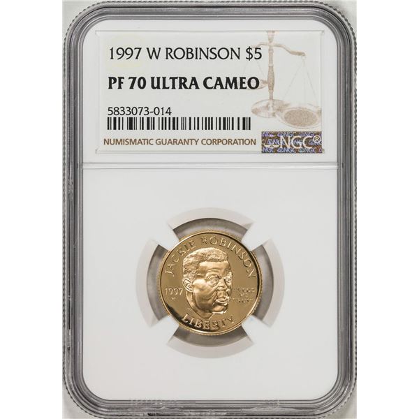 1997-W $5 Jackie Robinson Proof Commemorative Gold Coin NGC PF70 Ultra Cameo