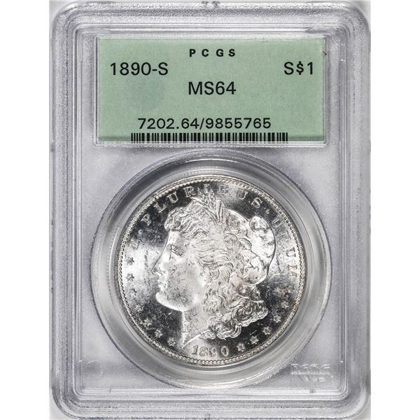 1890-S $1 Morgan Silver Dollar Coin PCGS MS64 Old Green Holder