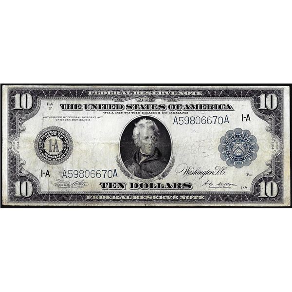 1914 $10 Federal Reserve Note Boston