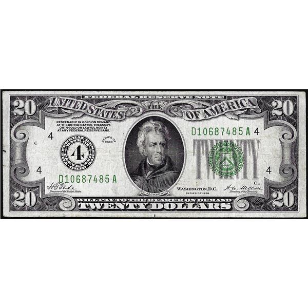 1928 $20 Federal Reserve Note Cleveland