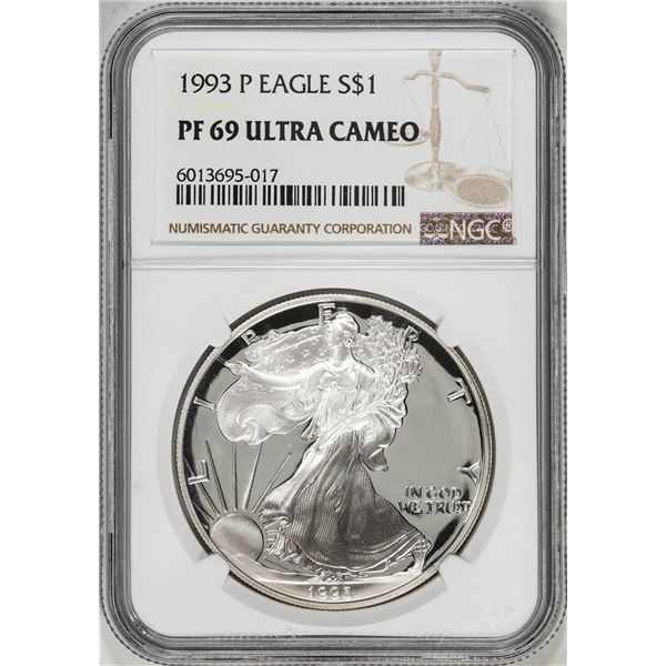 1993-P $1 Proof American Silver Eagle Coin NGC PF69 Ultra Cameo