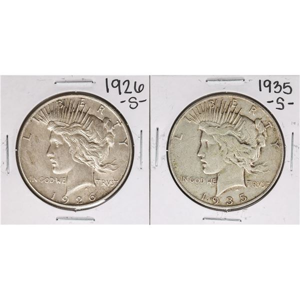 1926-S & 1935-S $1 Peace Silver Dollar Coins