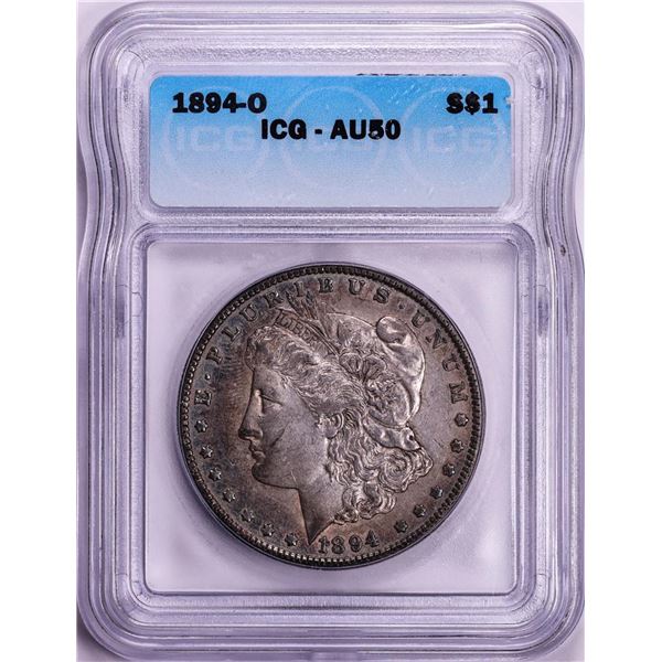 1894-O $1 Morgan Silver Dollar Coin ICG AU50