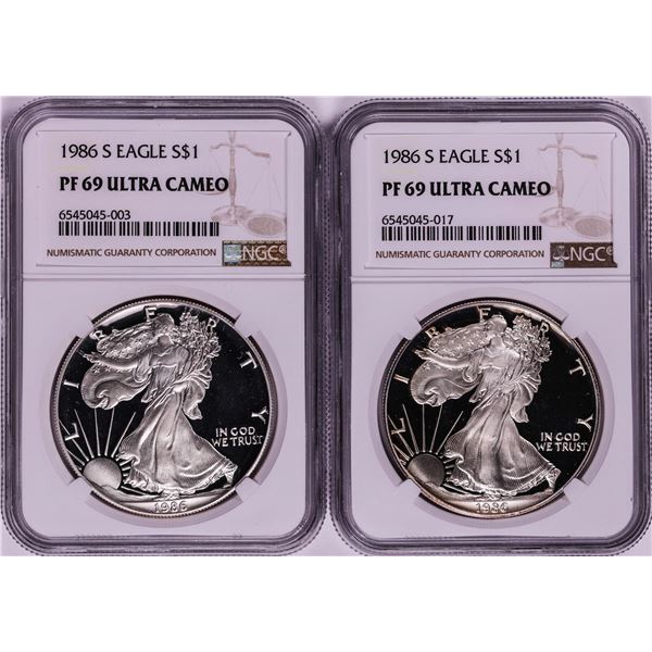 Lot of 1986-S $1 Proof American Silver Eagle Coins NGC PF69 Ultra Cameo