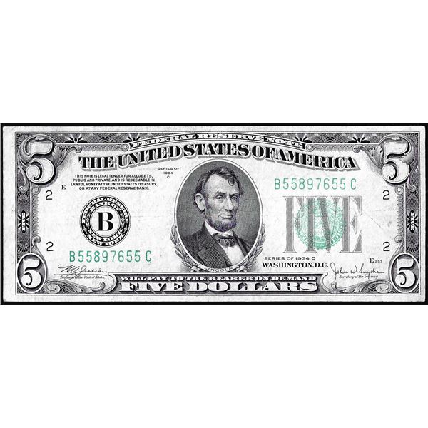 1934C $5 Federal Reserve Note New York