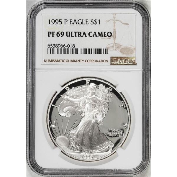 1995-P $1 Proof American Silver Eagle Coin NGC PF69 Ultra Cameo