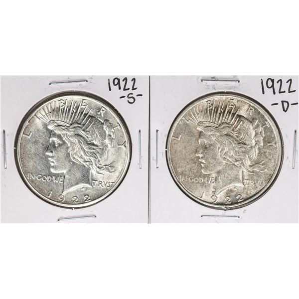 1922-S & 1922-D $1 Peace Silver Dollar Coins