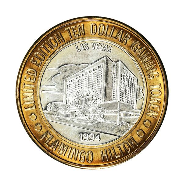 .999 Silver Flamingo Hilton Las Vegas, Nevada $10 Casino Limited Edition Gaming Token