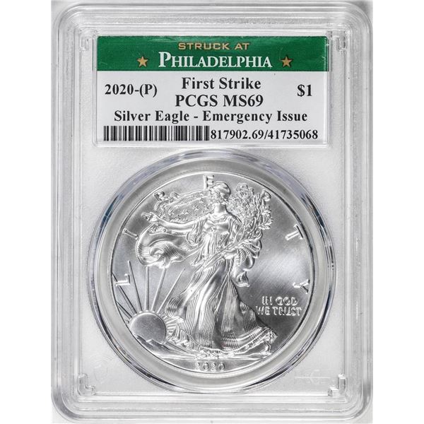 2020-(P) American Silver Eagle Coin PCGS MS69 Emergency Issue Philadelphia