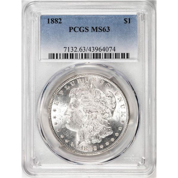 1882 $1 Morgan Silver Dollar Coin PCGS MS63
