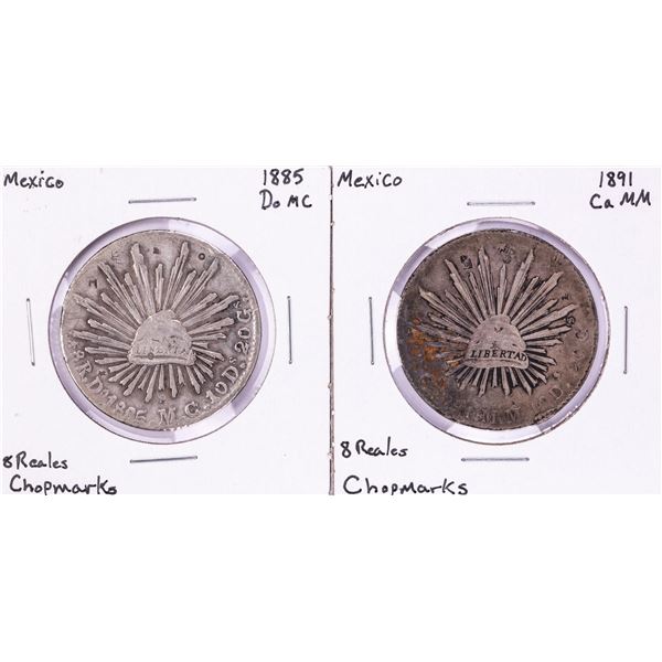 Lot of (2) Mexico 8 Reales Cap & Rays Silver Coins